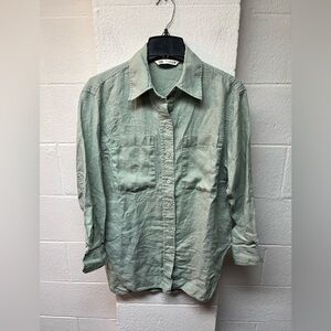Zara Light Green Button Down Shirt
